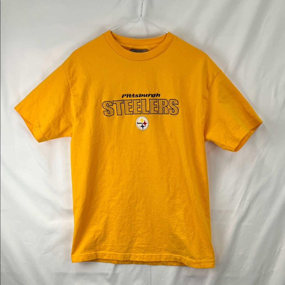 Antigua - Steelers TShirt - 100% Cotton - Black and Gold - Medium - Embroidered